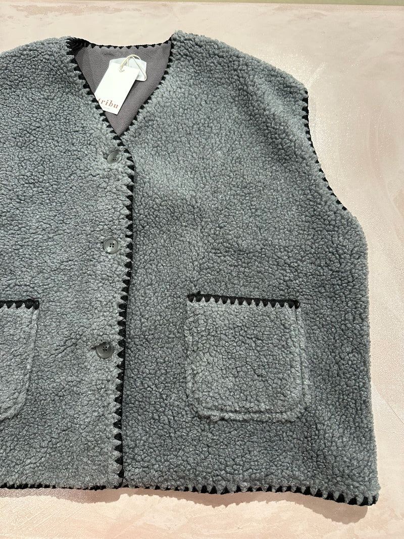 Stitch teddy vest - Dark grey