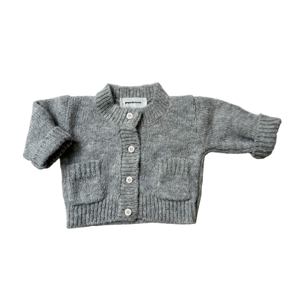 Wool pocket cardigan - Light grey melange