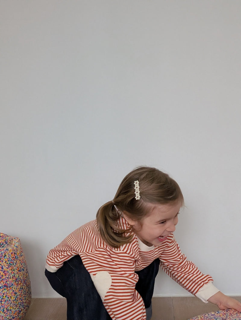 Heart patch sweatshirt - Orange stripes