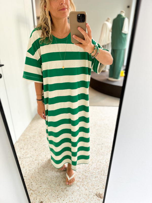 Oversized tee dress - Green stripes