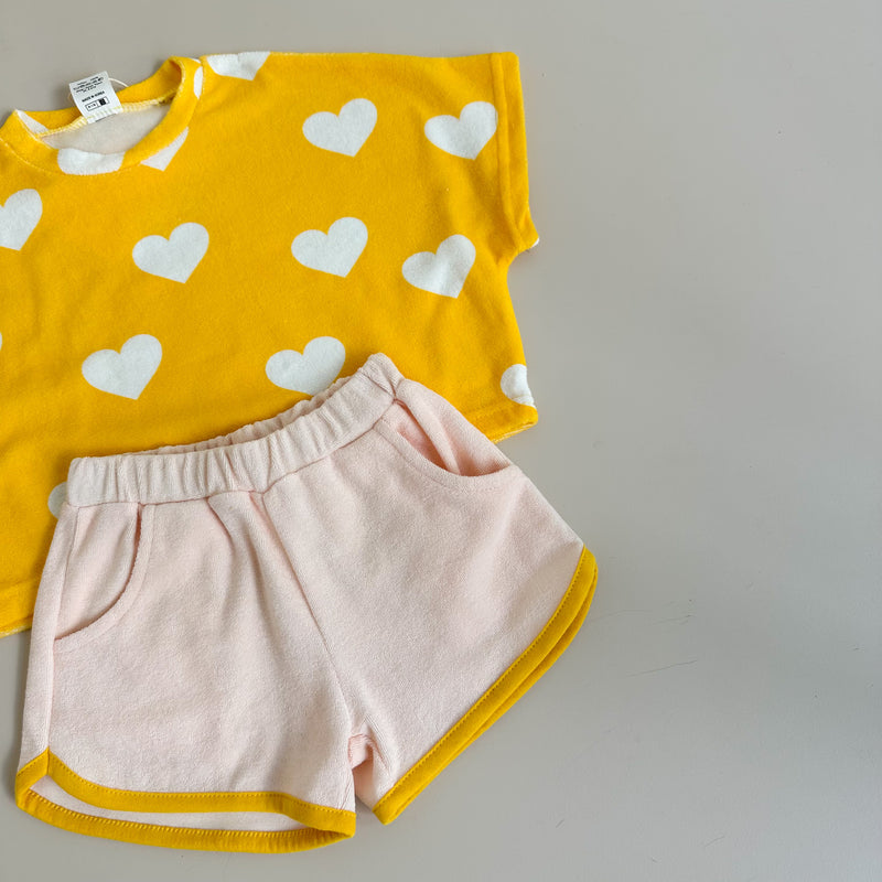 Terry heart set - Yellow/peach