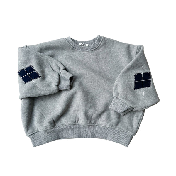 Argyle patch sweatshirt - Grey melange