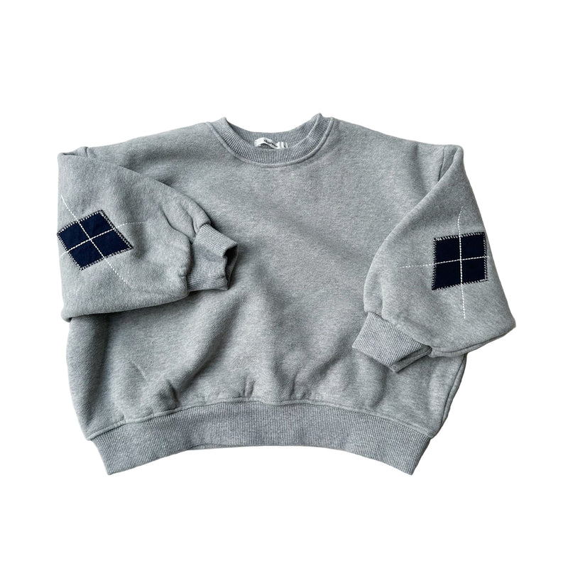 Argyle patch sweatshirt - Grey melange