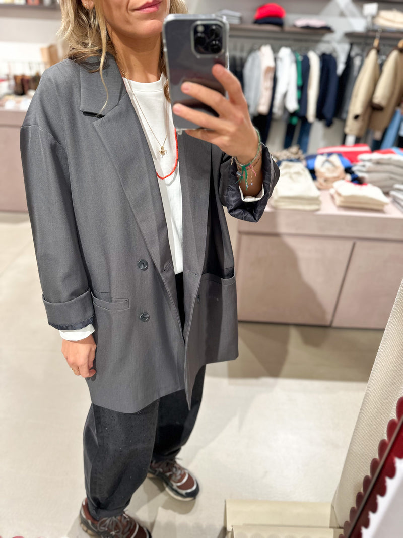 Oversized blazer jacket - Dark grey melange