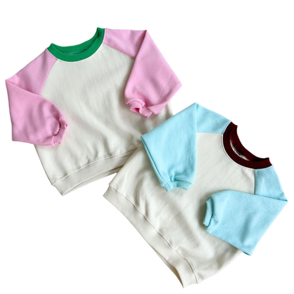 Raglan colorblock sweater -  Aqua