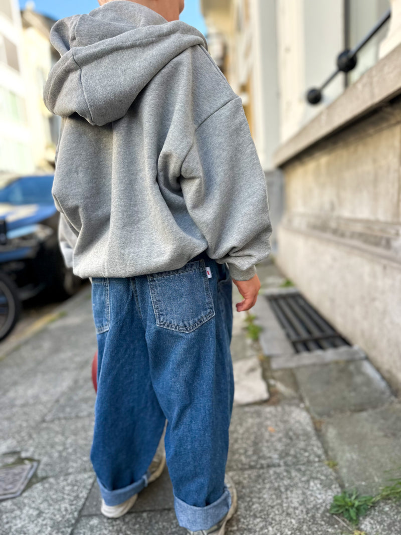 Oversized zip up hoodie - Grey melange