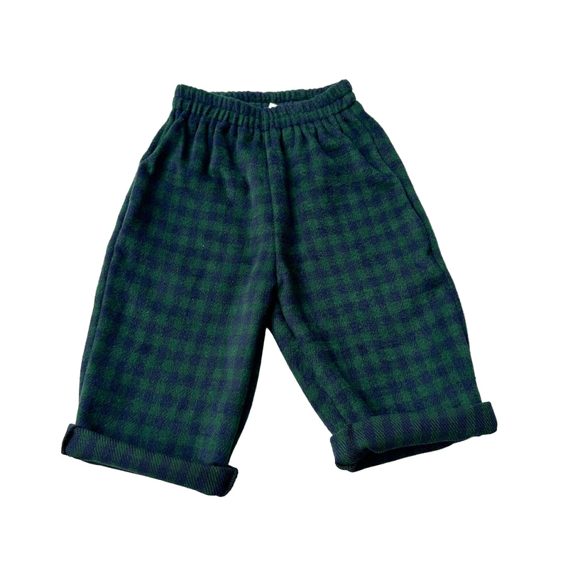 Fleece check pants - Green