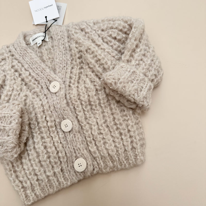 Fluffy knit cardigan - Tostado