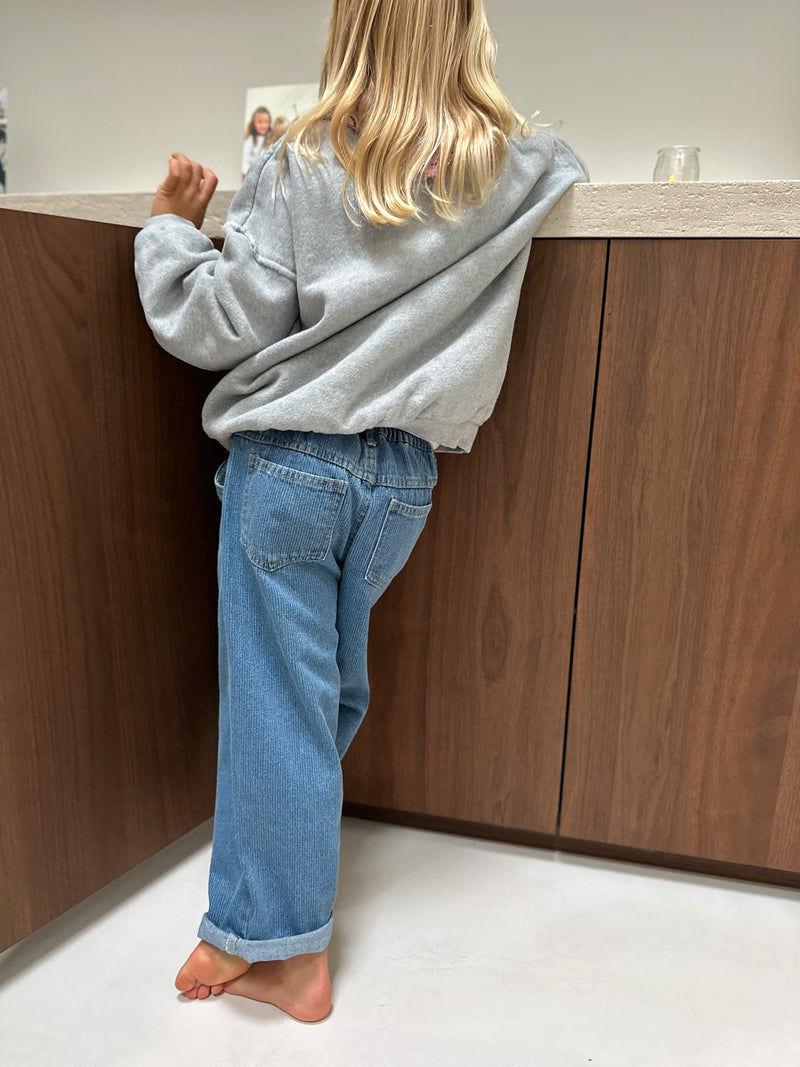 Slash denim pants - Fine stripes