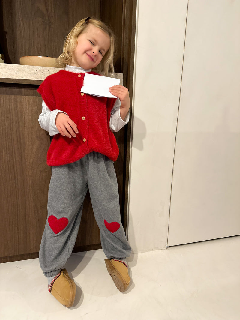 Heart patch pants - Grey melange