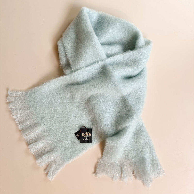 Solid mohair wool scarf - Ice