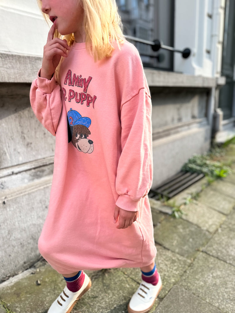 Puppy long sweater dress - Pink