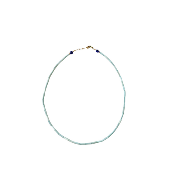 Pearly beads necklace - Light blue
