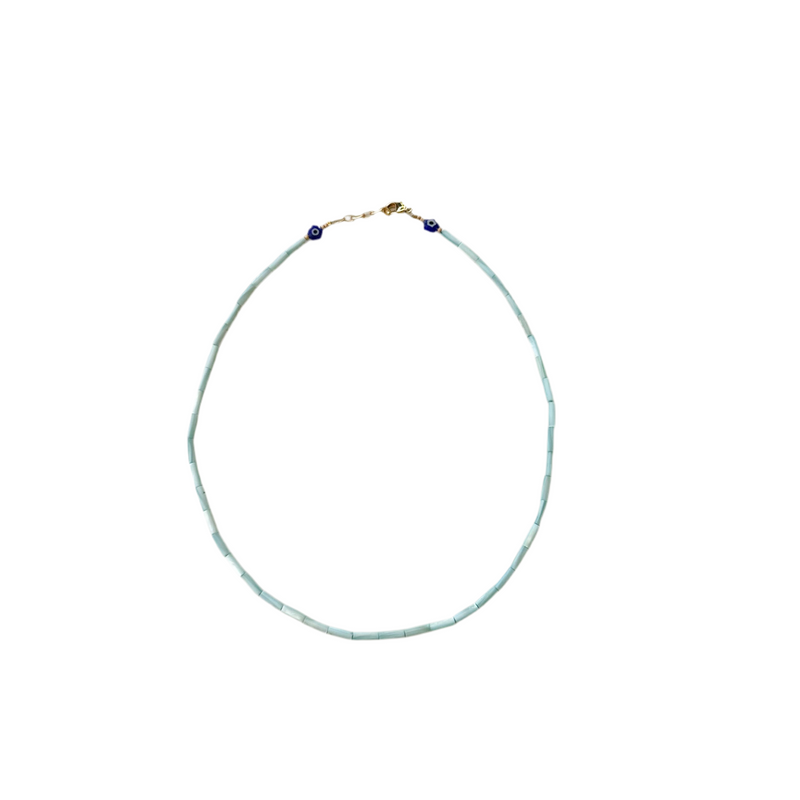 Pearly beads necklace - Light blue