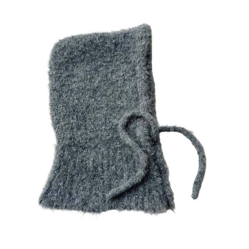 Bouclé button balaclava - Dark grey melange