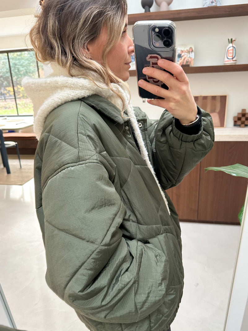 Bouclé button balaclava - Cream