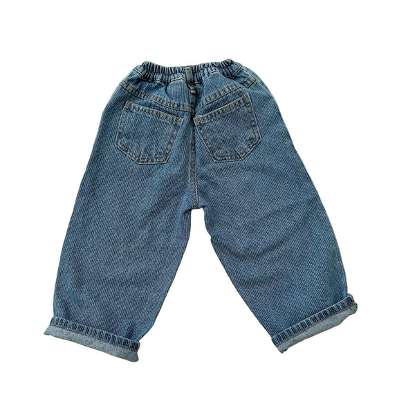 Slash denim pants - Fine stripes