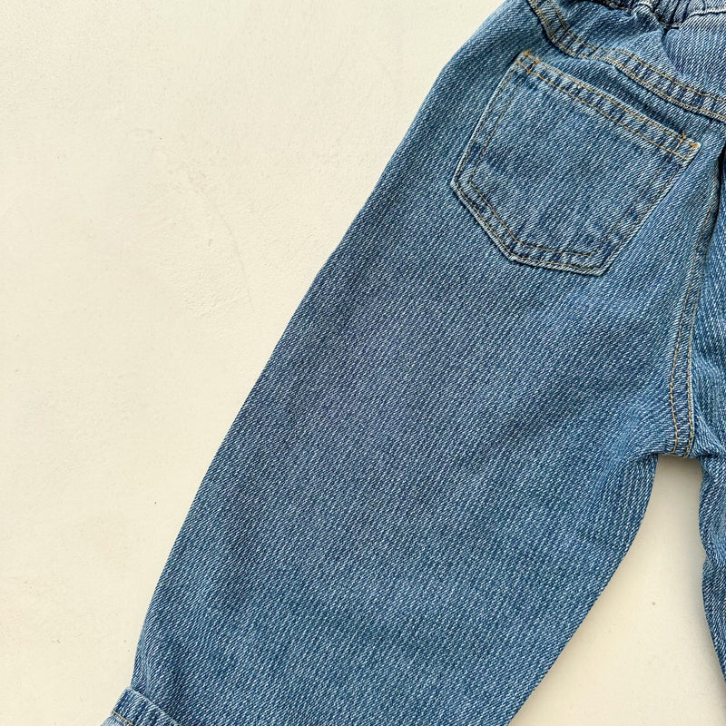 Slash denim pants - Fine stripes