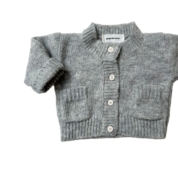 Wool pocket cardigan - Light grey melange