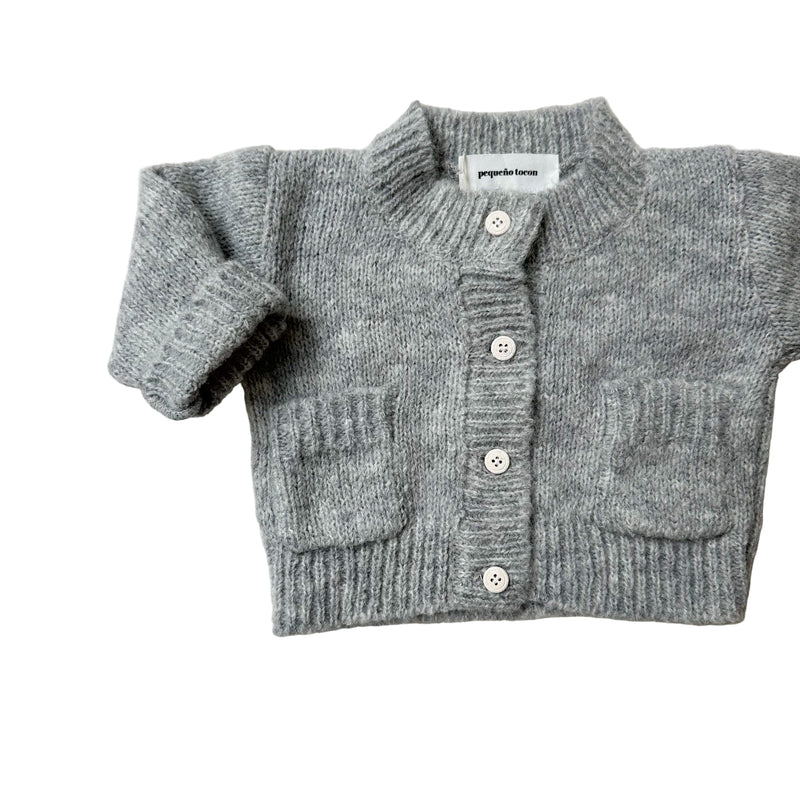 Wool pocket cardigan - Light grey melange