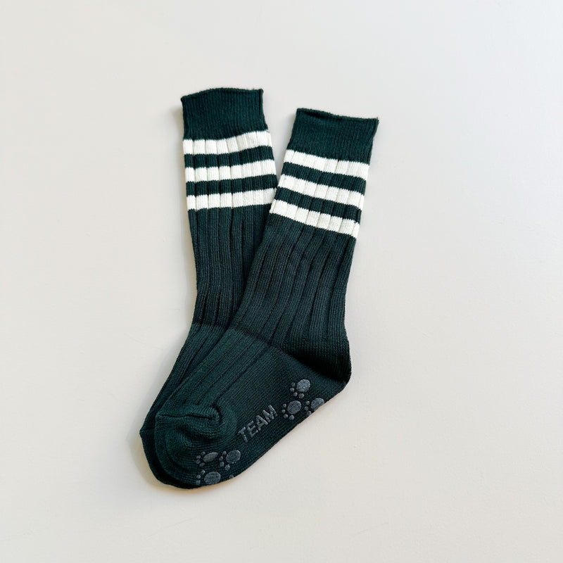 Sporty rib knee socks - Bottle green