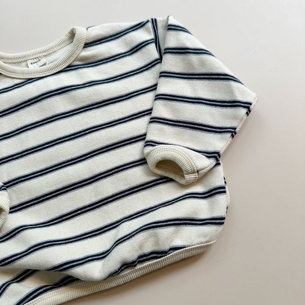 Striped piping sweater - Cream