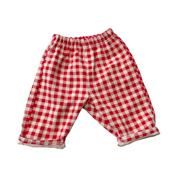 Check chino pants - Cream/red