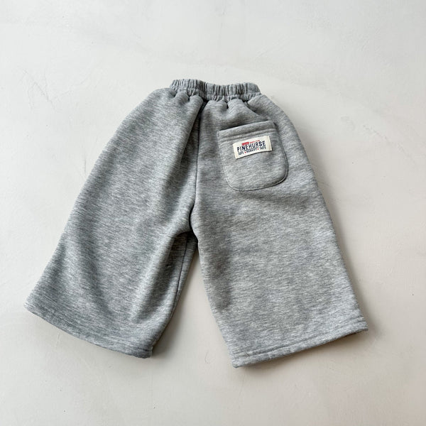 Wide fleeced jogger pants - Grey melange