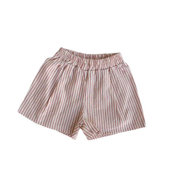 Fine striped cotton shorts - Old pink