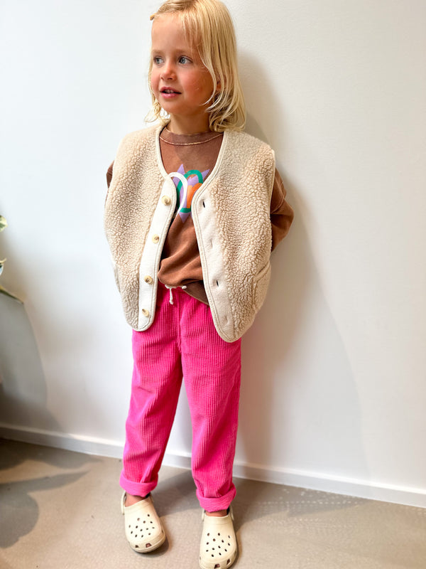 Corduroy padow pants kids - Fuchsia vintage