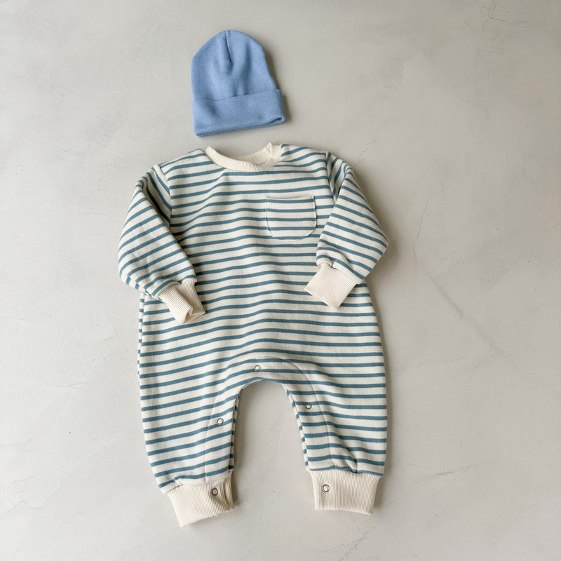 Striped sweater onesie - Sky