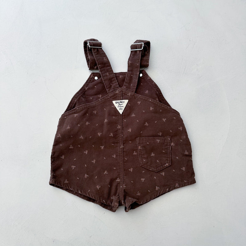 Short corduroy overalls - Brown flower