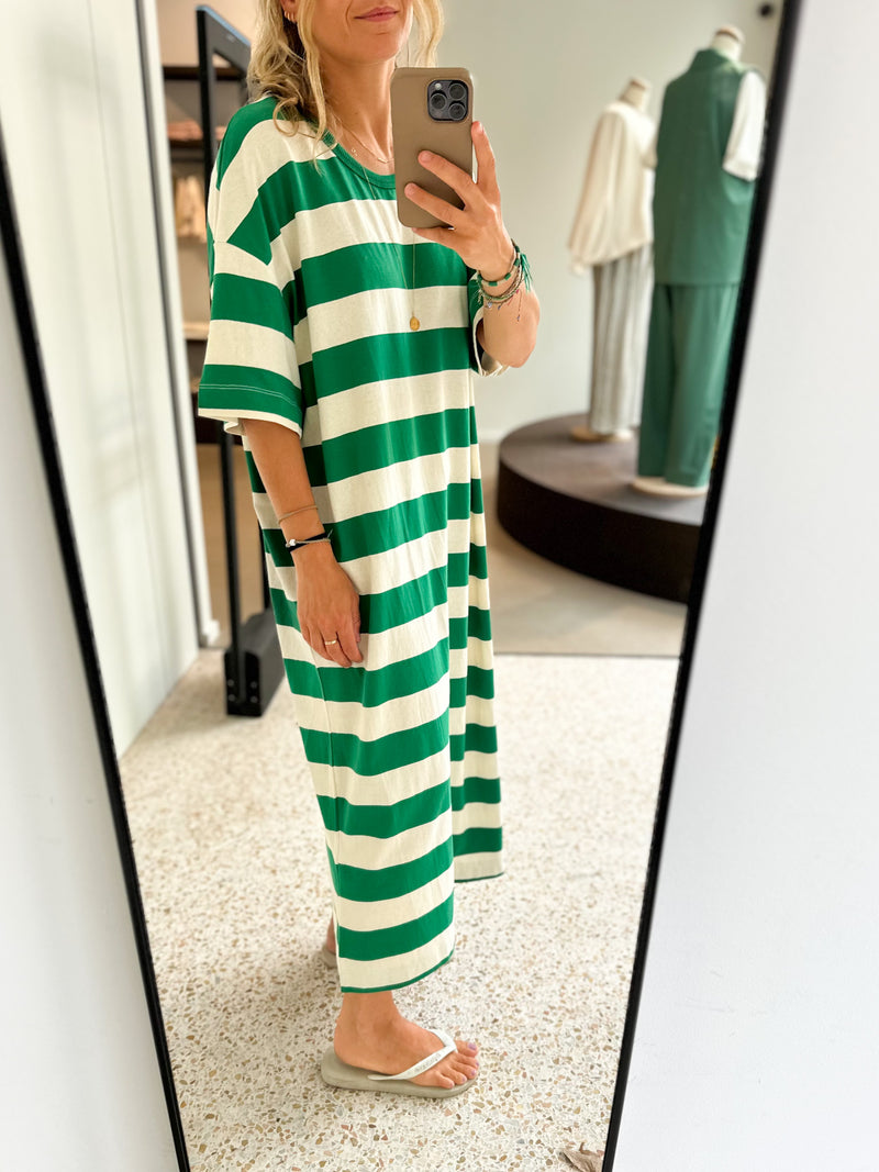 Oversized tee dress - Green stripes