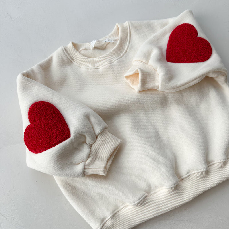 Heart teddy patch sweater - Cream