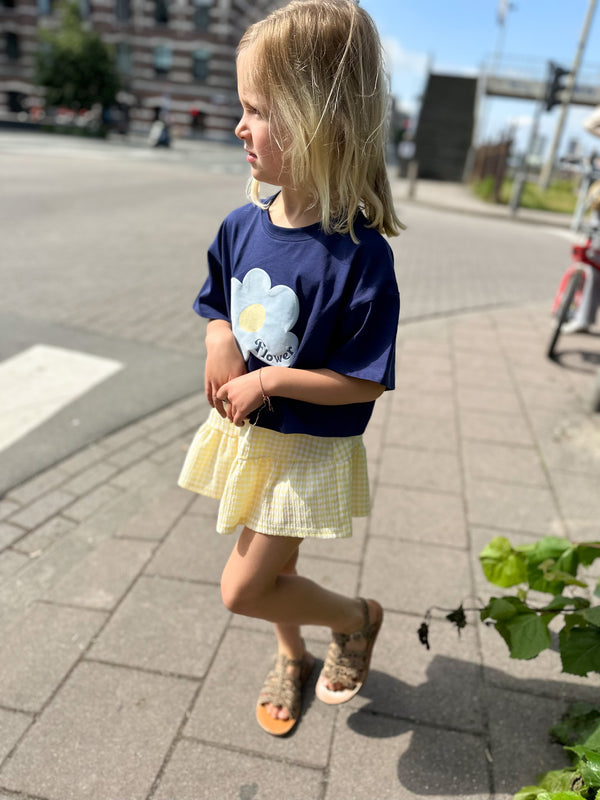 Big flower crop tee - Navy