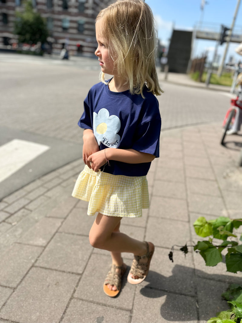 Big flower crop tee - Navy