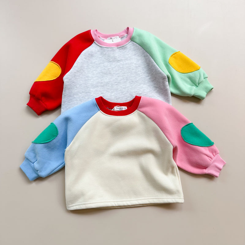 Colorblock heart sweatshirt - Cream