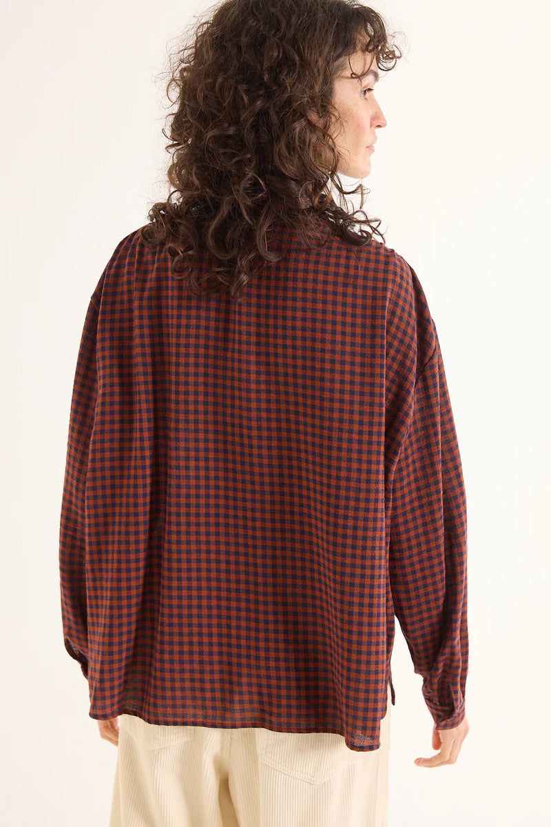 Ella wool mix blouse - Brown check