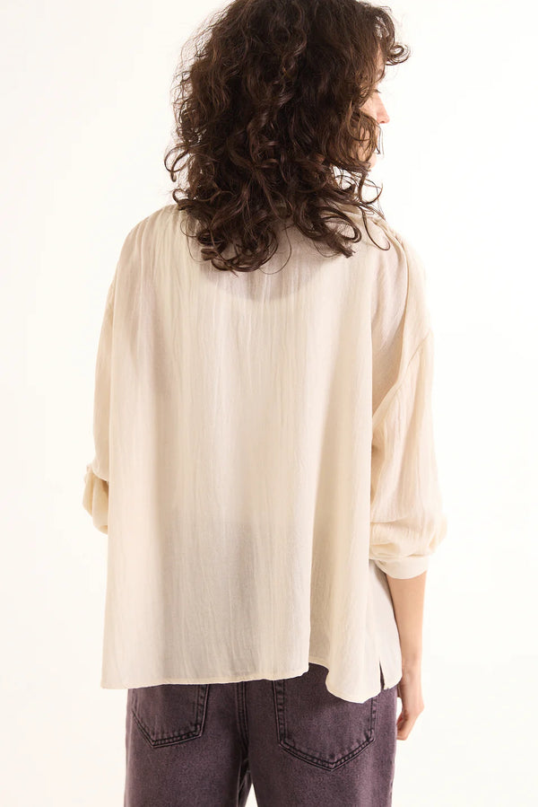 Ella wool mix blouse - Natural