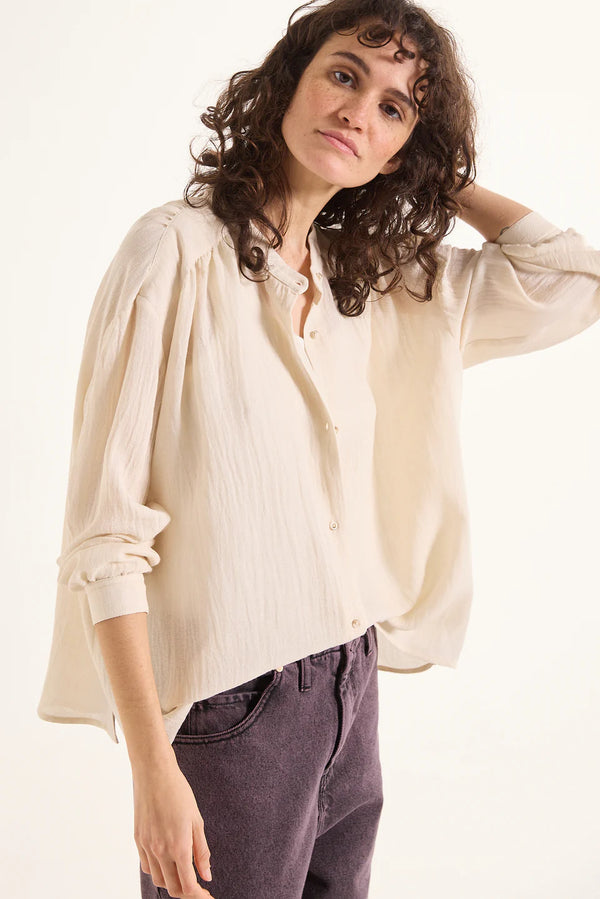 Ella wool mix blouse - Natural