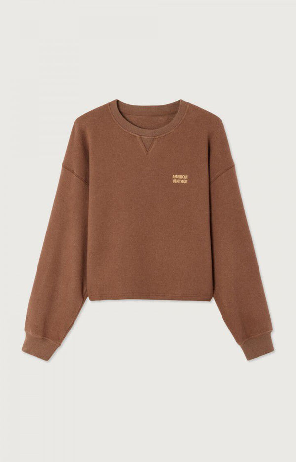 Etok cropped fluffy sweatshirt - Chestnut