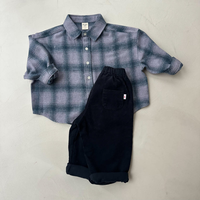 Flannel check overshirt - Dusty lilac/blue