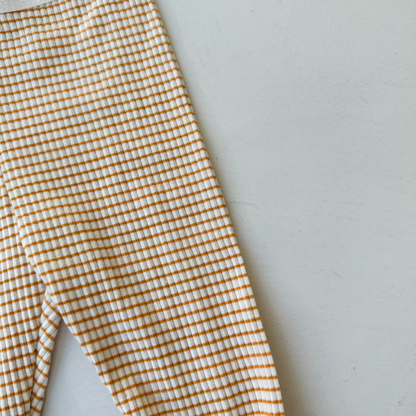 Striped suspender leggings - Yellow