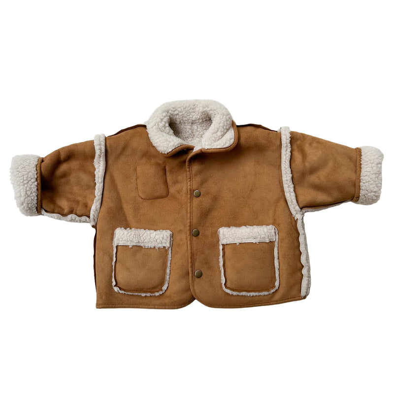 Reversible shearling teddy coat - Beige