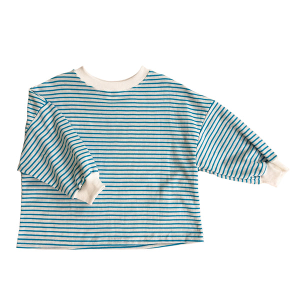 Boxy sweater tee - Sky stripes