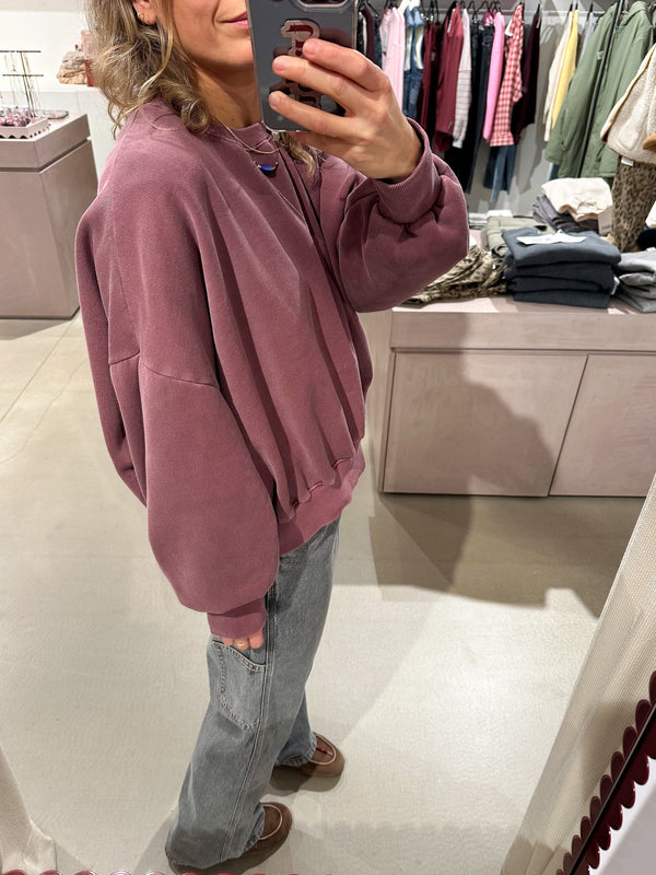 Joe fleeced sweatshirt - Washed burgundy