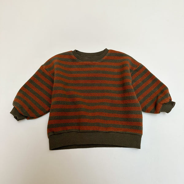 Structured striped sweater - Khaki/cognac
