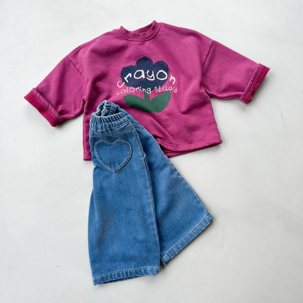 Heart pocket velvet denim - Blue