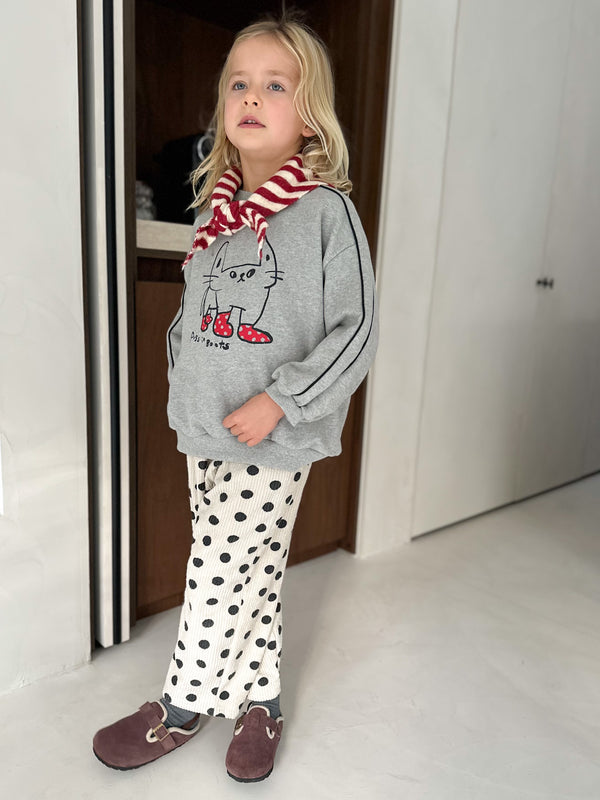 Corduroy dot pants - Cream/black