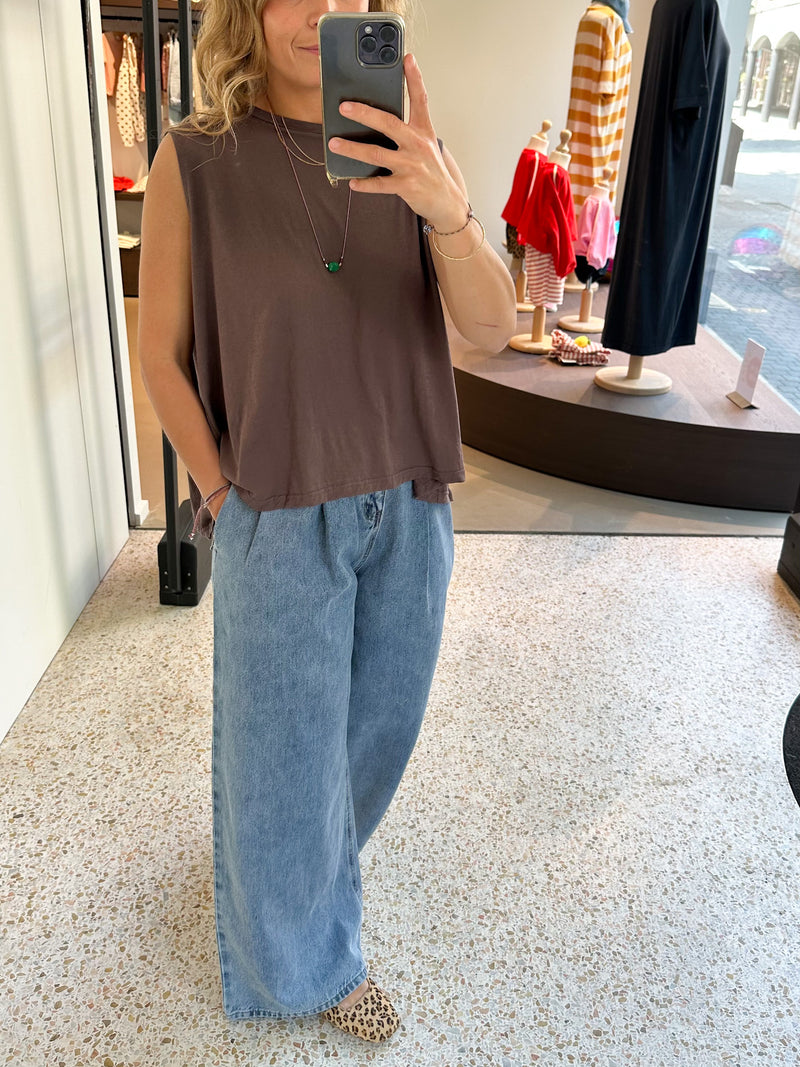 Breezy jersey top - Brown